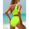 image:imageWomens One Piece Swimsuit One Shoulder Cutout Tummy Control Bathing Suit  Wide Strap Removable Pads Full Coverage Full Lined Colorblack Sexy Chafefree skin via claspfree backNeon Green