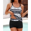 image:imageWomens Tankini Swimsuits Two Piece Strappy Back Swimsuits Boy Shorts  Athletic bathing suit Removable cups for personalized lift Quick dry fabricBlack and White Gradient