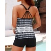 image:imageWomens Tankini Swimsuits Two Piece Strappy Back Swimsuits Boy Shorts  Athletic bathing suit Removable cups for personalized lift Quick dry fabricBlack and White Gradient