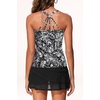 image:imageWomens Tankini Swimsuits Two Piece Strappy Back Swimsuits Boy Shorts  Athletic bathing suit Removable cups for personalized lift Quick dry fabricBlack Floral