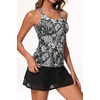 image:imageWomens Tankini Swimsuits Two Piece Strappy Back Swimsuits Boy Shorts  Athletic bathing suit Removable cups for personalized lift Quick dry fabricBlack Floral