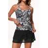image:imageWomens Tankini Swimsuits Two Piece Strappy Back Swimsuits Boy Shorts  Athletic bathing suit Removable cups for personalized lift Quick dry fabricBlack Floral