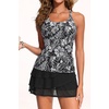 image:imageWomens Tankini Swimsuits Two Piece Strappy Back Swimsuits Boy Shorts  Athletic bathing suit Removable cups for personalized lift Quick dry fabricBlack Floral