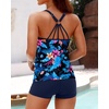 image:imageWomens Tankini Swimsuits Two Piece Strappy Back Swimsuits Boy Shorts  Athletic bathing suit Removable cups for personalized lift Quick dry fabricBlue and Floral