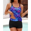 image:imageWomens Tankini Swimsuits Two Piece Strappy Back Swimsuits Boy Shorts  Athletic bathing suit Removable cups for personalized lift Quick dry fabricBlue Purple Leaves