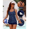 image:imageWomens Tankini Swimsuits Two Piece Strappy Back Swimsuits Boy Shorts  Athletic bathing suit Removable cups for personalized lift Quick dry fabricBlue Colorful Galaxy