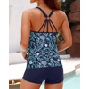 image:imageWomens Tankini Swimsuits Two Piece Strappy Back Swimsuits Boy Shorts  Athletic bathing suit Removable cups for personalized lift Quick dry fabricBlue  Floral