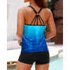 image:imageWomens Tankini Swimsuits Two Piece Strappy Back Swimsuits Boy Shorts  Athletic bathing suit Removable cups for personalized lift Quick dry fabricBlue Gradient
