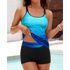 image:imageWomens Tankini Swimsuits Two Piece Strappy Back Swimsuits Boy Shorts  Athletic bathing suit Removable cups for personalized lift Quick dry fabricBlue Gradient