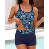 image:imageWomens Tankini Swimsuits Two Piece Strappy Back Swimsuits Boy Shorts  Athletic bathing suit Removable cups for personalized lift Quick dry fabricBlue  Floral
