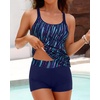 image:imageWomens Tankini Swimsuits Two Piece Strappy Back Swimsuits Boy Shorts  Athletic bathing suit Removable cups for personalized lift Quick dry fabricBlue Colorful Galaxy