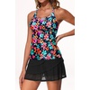 image:imageWomens Tankini Swimsuits Two Piece Strappy Back Swimsuits Boy Shorts  Athletic bathing suit Removable cups for personalized lift Quick dry fabricColorful  Floral