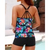 image:imageWomens Tankini Swimsuits Two Piece Strappy Back Swimsuits Boy Shorts  Athletic bathing suit Removable cups for personalized lift Quick dry fabricColorful Floral