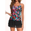 image:imageWomens Tankini Swimsuits Two Piece Strappy Back Swimsuits Boy Shorts  Athletic bathing suit Removable cups for personalized lift Quick dry fabricColorful  Floral