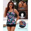 image:imageWomens Tankini Swimsuits Two Piece Strappy Back Swimsuits Boy Shorts  Athletic bathing suit Removable cups for personalized lift Quick dry fabricColorful Floral