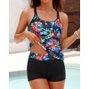 image:imageWomens Tankini Swimsuits Two Piece Strappy Back Swimsuits Boy Shorts  Athletic bathing suit Removable cups for personalized lift Quick dry fabricColorful Floral