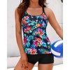 image:imageWomens Tankini Swimsuits Two Piece Strappy Back Swimsuits Boy Shorts  Athletic bathing suit Removable cups for personalized lift Quick dry fabricColorful Floral