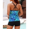 image:imageWomens Tankini Swimsuits Two Piece Strappy Back Swimsuits Boy Shorts  Athletic bathing suit Removable cups for personalized lift Quick dry fabricGreen Leaves