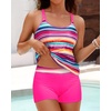 image:imageWomens Tankini Swimsuits Two Piece Strappy Back Swimsuits Boy Shorts  Athletic bathing suit Removable cups for personalized lift Quick dry fabricPink Colorful Striped