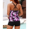 image:imageWomens Tankini Swimsuits Two Piece Strappy Back Swimsuits Boy Shorts  Athletic bathing suit Removable cups for personalized lift Quick dry fabricPurple Flowers