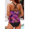 image:imageWomens Tankini Swimsuits Two Piece Strappy Back Swimsuits Boy Shorts  Athletic bathing suit Removable cups for personalized lift Quick dry fabricPurple Pink Leaves