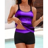 image:imageWomens Tankini Swimsuits Two Piece Strappy Back Swimsuits Boy Shorts  Athletic bathing suit Removable cups for personalized lift Quick dry fabricPurple Stripe