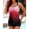 image:imageWomens Tankini Swimsuits Two Piece Strappy Back Swimsuits Boy Shorts  Athletic bathing suit Removable cups for personalized lift Quick dry fabricRed Gradient
