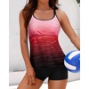 image:imageWomens Tankini Swimsuits Two Piece Strappy Back Swimsuits Boy Shorts  Athletic bathing suit Removable cups for personalized lift Quick dry fabricRed Gradient