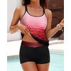image:imageWomens Tankini Swimsuits Two Piece Strappy Back Swimsuits Boy Shorts  Athletic bathing suit Removable cups for personalized lift Quick dry fabricRed Gradient