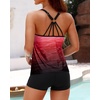 image:imageWomens Tankini Swimsuits Two Piece Strappy Back Swimsuits Boy Shorts  Athletic bathing suit Removable cups for personalized lift Quick dry fabricRed Gradient
