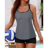 image:imageWomens Tankini Swimsuits Two Piece Strappy Back Swimsuits Boy Shorts  Athletic bathing suit Removable cups for personalized lift Quick dry fabricStriped