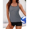 image:imageWomens Tankini Swimsuits Two Piece Strappy Back Swimsuits Boy Shorts  Athletic bathing suit Removable cups for personalized lift Quick dry fabricStriped