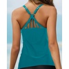 image:imageWomens Tankini Top Only Athletic Swim Top Modest Tankini Swimsuit No Bottom  V Neck Adjustable Strap Cross Geometric Straps Removable cup Loose fit Full LiningTeal