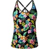 image:imageWomens Tankini Top Only Athletic Swim Top Modest Tankini Swimsuit No Bottom  V Neck Adjustable Strap Cross Geometric Straps Removable cup Loose fit Full LiningGreen Flower