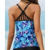 image:imageWomens Tankini Top Only Athletic Swim Top Modest Tankini Swimsuit No Bottom  V Neck Adjustable Strap Cross Geometric Straps Removable cup Loose fit Full LiningBlue Leaf