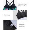 image:imageWomens Tankini Top Only Athletic Swim Top Modest Tankini Swimsuit No Bottom  V Neck Adjustable Strap Cross Geometric Straps Removable cup Loose fit Full LiningMulti Floral