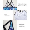 image:imageWomens Tankini Top Only Athletic Swim Top Modest Tankini Swimsuit No Bottom  V Neck Adjustable Strap Cross Geometric Straps Removable cup Loose fit Full LiningBlue Leaf