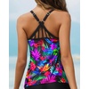 image:imageWomens Tankini Top Only Athletic Swim Top Modest Tankini Swimsuit No Bottom  V Neck Adjustable Strap Cross Geometric Straps Removable cup Loose fit Full LiningColorful Leaves