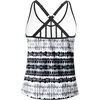image:imageWomens Tankini Top Only Athletic Swim Top Modest Tankini Swimsuit No Bottom  V Neck Adjustable Strap Cross Geometric Straps Removable cup Loose fit Full LiningBlack and White