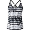image:imageWomens Tankini Top Only Athletic Swim Top Modest Tankini Swimsuit No Bottom  V Neck Adjustable Strap Cross Geometric Straps Removable cup Loose fit Full LiningBlack and White