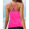 image:imageWomens Tankini Top Only Athletic Swim Top Modest Tankini Swimsuit No Bottom  V Neck Adjustable Strap Cross Geometric Straps Removable cup Loose fit Full LiningHot Pink