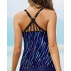 image:imageWomens Tankini Top Only Athletic Swim Top Modest Tankini Swimsuit No Bottom  V Neck Adjustable Strap Cross Geometric Straps Removable cup Loose fit Full LiningBlue Meteor