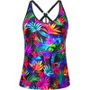 image:imageWomens Tankini Top Only Athletic Swim Top Modest Tankini Swimsuit No Bottom  V Neck Adjustable Strap Cross Geometric Straps Removable cup Loose fit Full LiningColorful Leaves