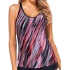 image:imageWomens Tankini Top Only Athletic Swim Top Modest Tankini Swimsuit No Bottom  V Neck Adjustable Strap Cross Geometric Straps Removable cup Loose fit Full LiningPink Stripe