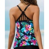 image:imageWomens Tankini Top Only Athletic Swim Top Modest Tankini Swimsuit No Bottom  V Neck Adjustable Strap Cross Geometric Straps Removable cup Loose fit Full LiningMulti Floral