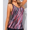 image:imageWomens Tankini Top Only Athletic Swim Top Modest Tankini Swimsuit No Bottom  V Neck Adjustable Strap Cross Geometric Straps Removable cup Loose fit Full LiningPink Stripe