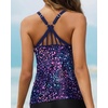 image:imageWomens Tankini Top Only Athletic Swim Top Modest Tankini Swimsuit No Bottom  V Neck Adjustable Strap Cross Geometric Straps Removable cup Loose fit Full LiningStarry Sky