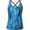 image:imageWomens Tankini Top Only Athletic Swim Top Modest Tankini Swimsuit No Bottom  V Neck Adjustable Strap Cross Geometric Straps Removable cup Loose fit Full LiningBlue Ripples
