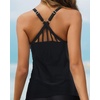 image:imageWomens Tankini Top Only Athletic Swim Top Modest Tankini Swimsuit No Bottom  V Neck Adjustable Strap Cross Geometric Straps Removable cup Loose fit Full LiningBlack