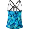 image:imageWomens Tankini Top Only Athletic Swim Top Modest Tankini Swimsuit No Bottom  V Neck Adjustable Strap Cross Geometric Straps Removable cup Loose fit Full LiningBlue Leaves